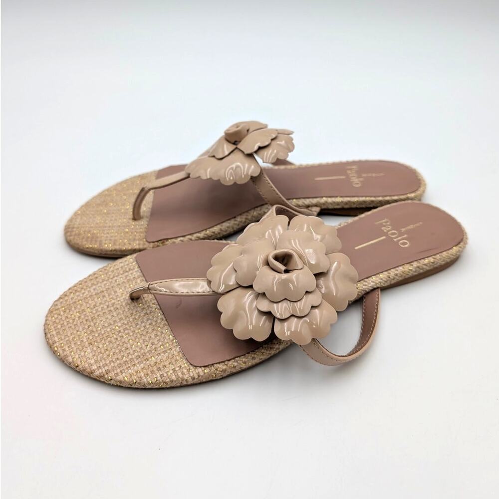 Linea Paolo Laurel Flower Sandals Open Toe Women's Nude Size US7.5M EU38